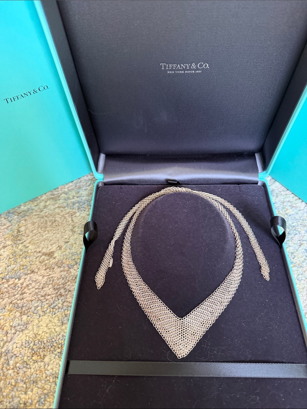 Tiffany & Co. Silver V-Point Mesh Necklace